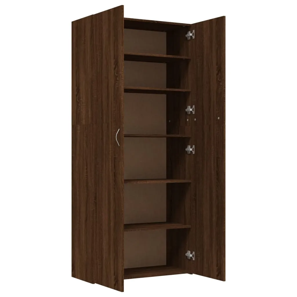 Shoe Cabinet Brown Oak 80x35.5x180 cm Engineered Wood