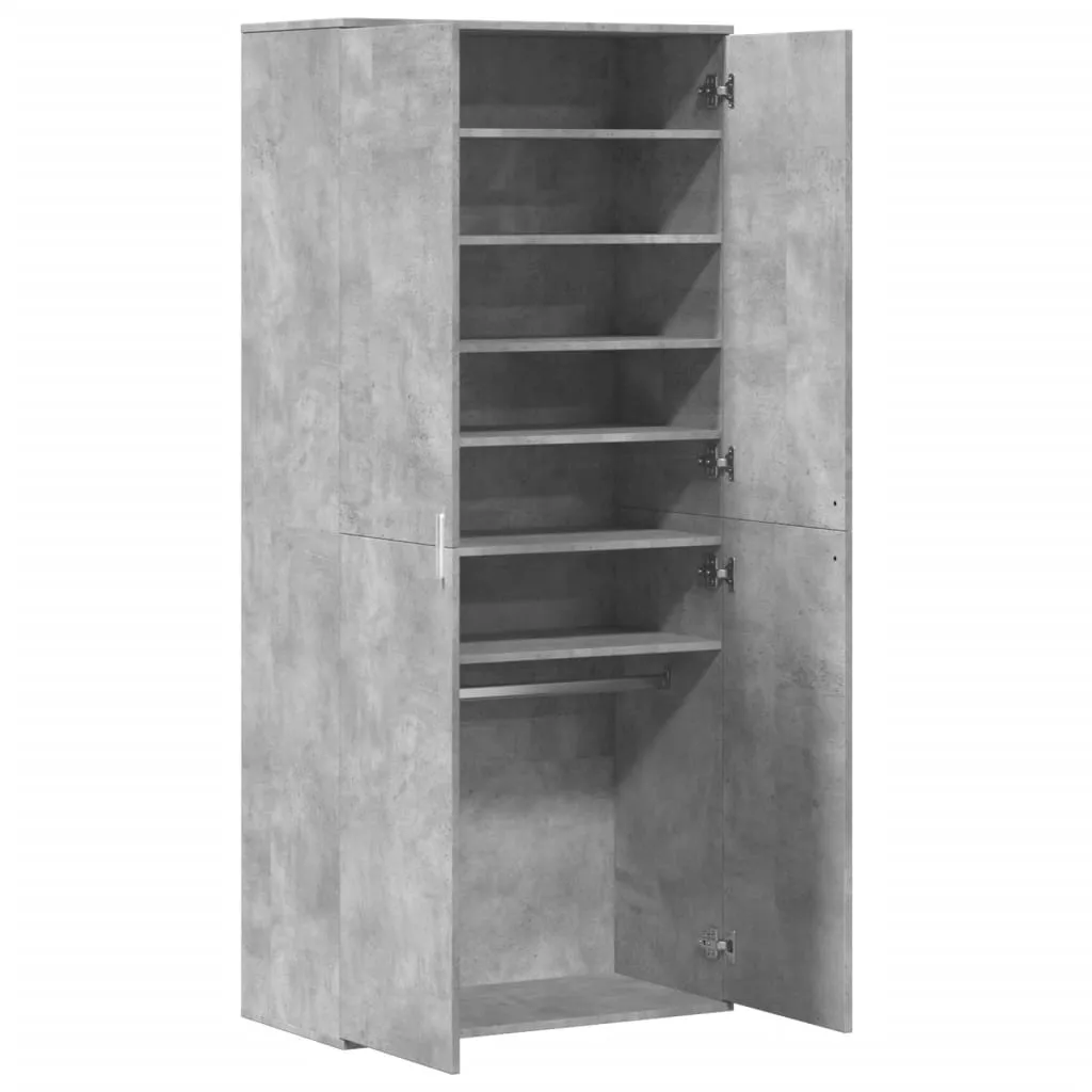 Shoe Cabinet Concrete Grey 80x39x178 cm Engineered Wood