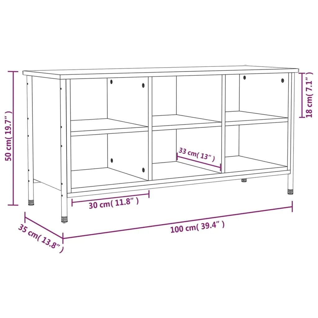 Shoe Cabinet Smoked Oak 100x35x50 cm Engineered Wood