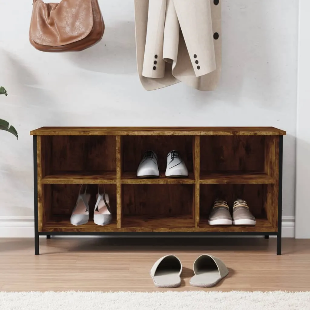 Shoe Cabinet Smoked Oak 100x35x50 cm Engineered Wood