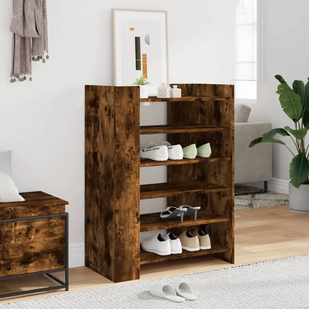 Shoe Cabinet Smoked Oak 74.5x37.5x100 cm Engineered Wood