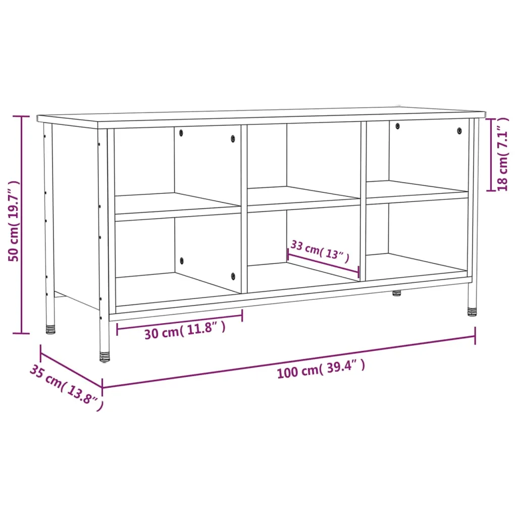 Shoe Cabinet Sonoma Oak 100x35x50 cm Engineered Wood