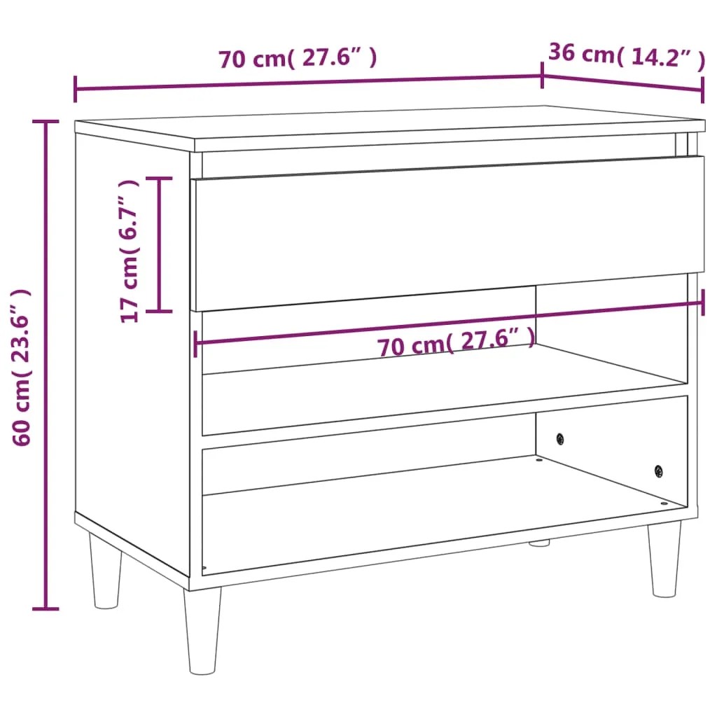 Shoe Cabinet White 70x36x60 cm Engineered Wood