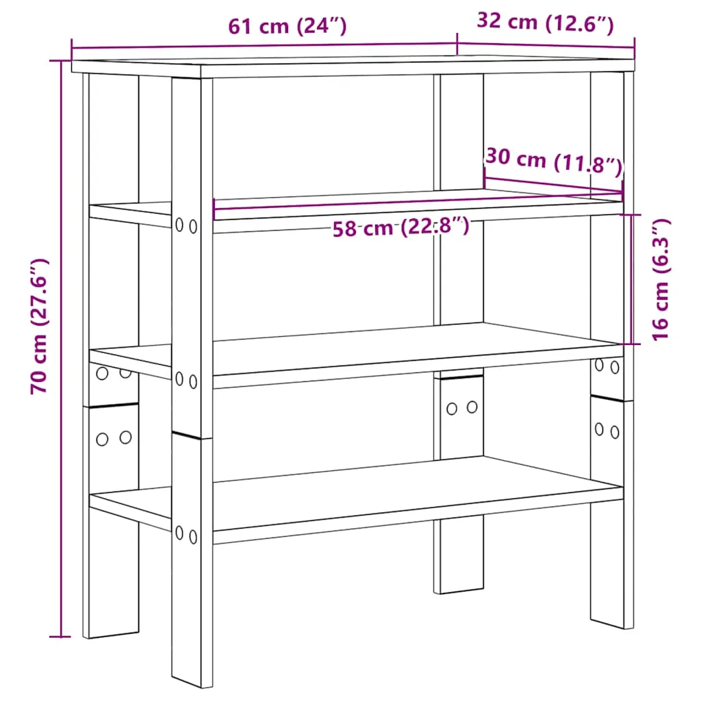 Shoe Rack Artisan Oak 61x32x70 cm Engineered Wood