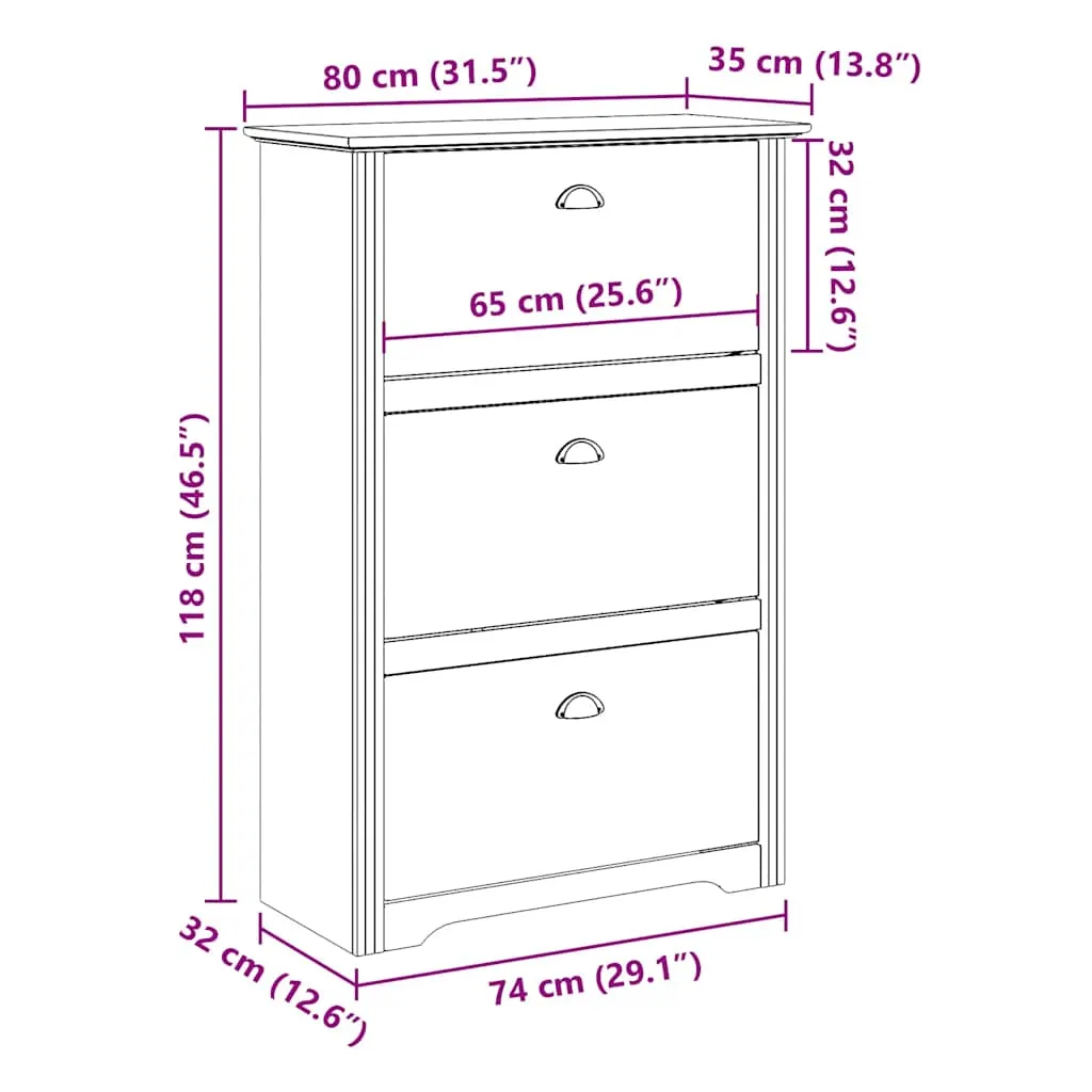 Shoe Rack BODO White 80x35x118 cm