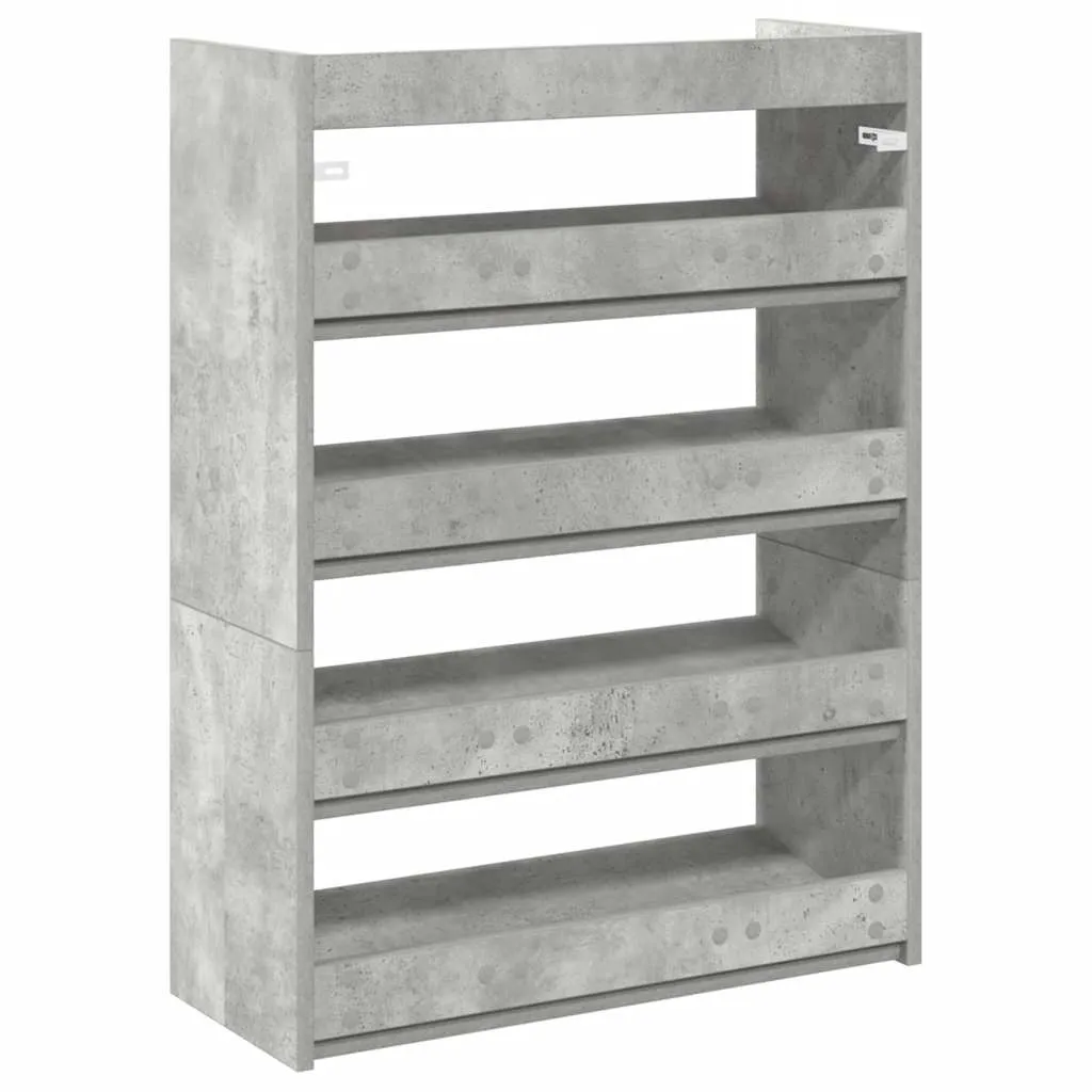 Shoe Rack Concrete Grey 80x25x61.5 cm Engineered Wood