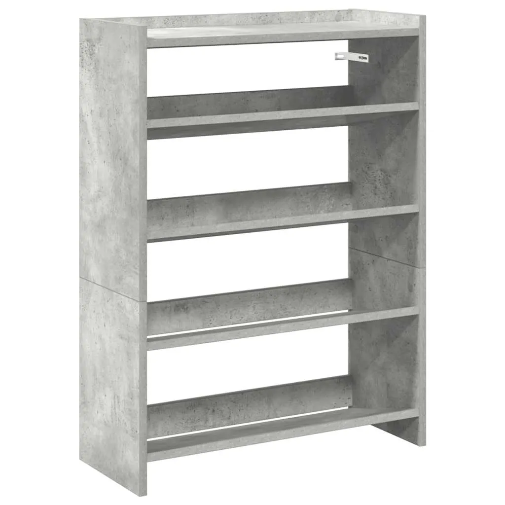 Shoe Rack Concrete Grey 80x25x61.5 cm Engineered Wood