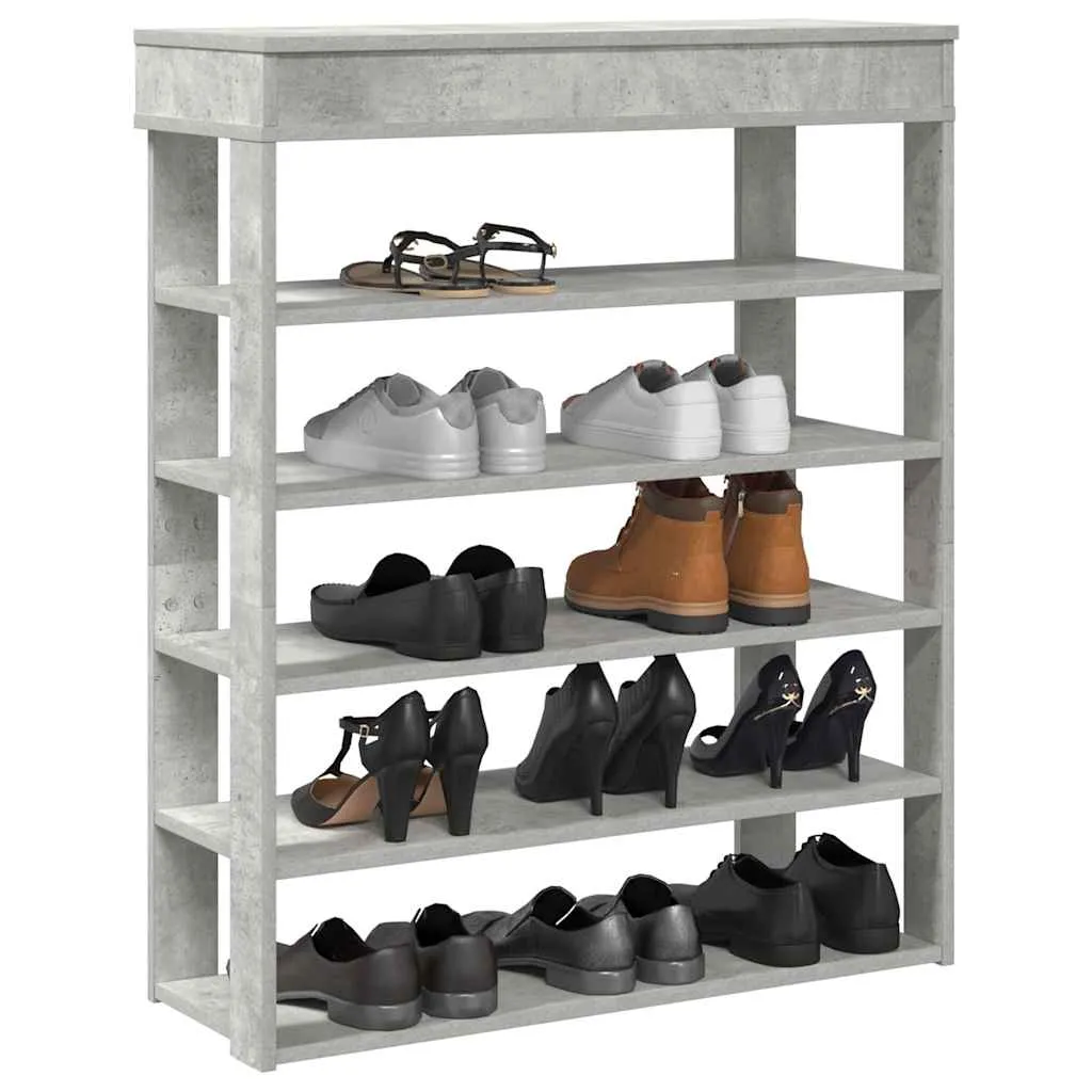 Shoe Rack Concrete Oak 80x30x98 cm Engineered Wood