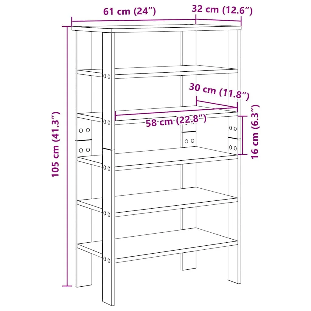 Shoe Rack Old Wood 61x32x105 cm Engineered Wood