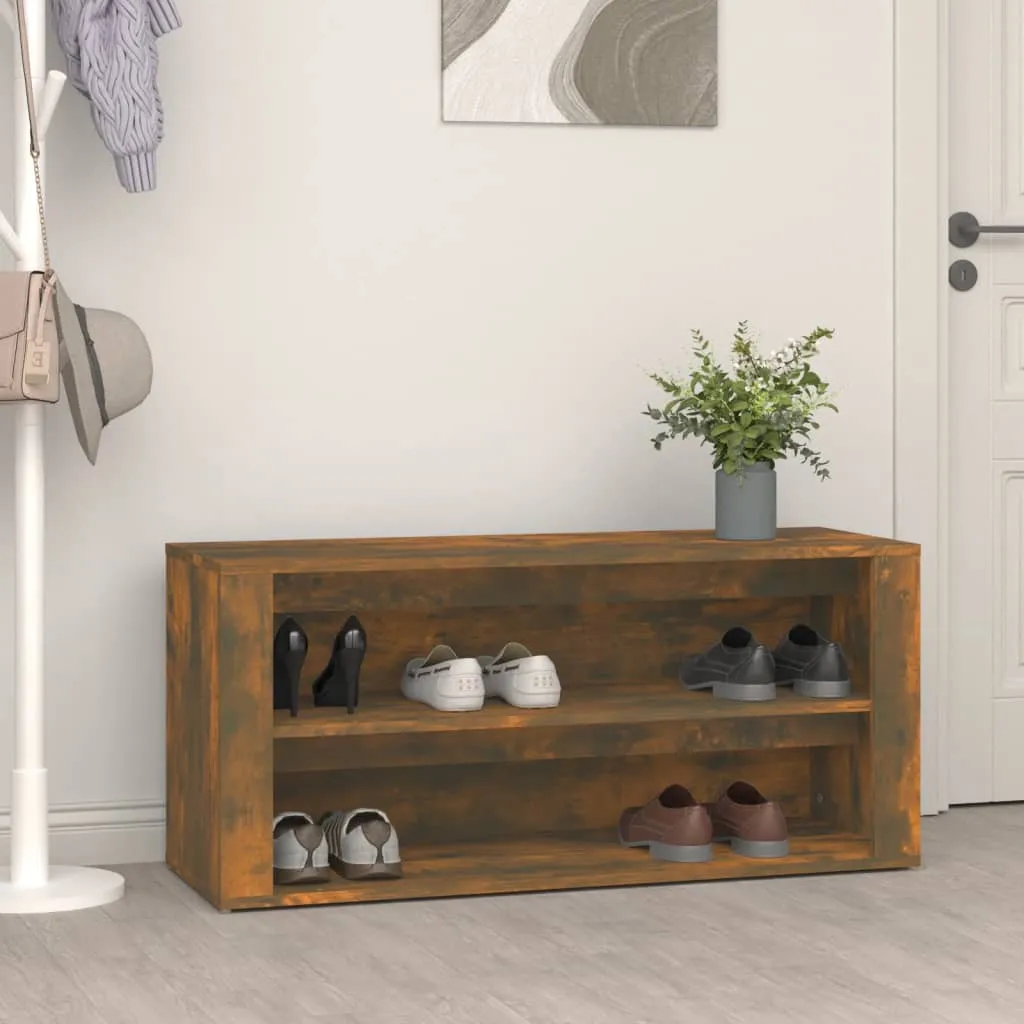 Shoe Rack Smoked Oak 100x35x45 cm Engineered Wood