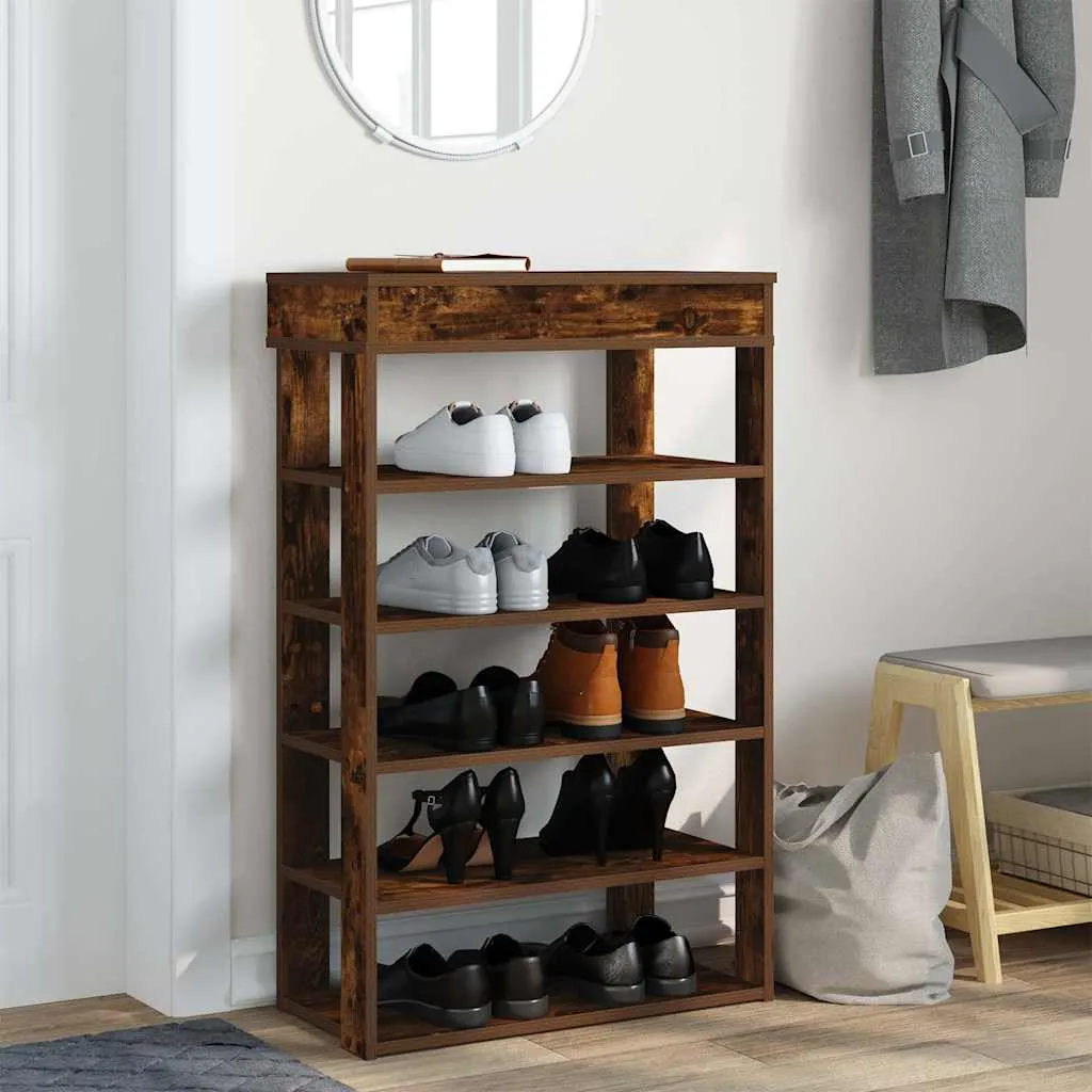 Shoe Rack Smoked Oak 60x30x98 cm Engineered Wood