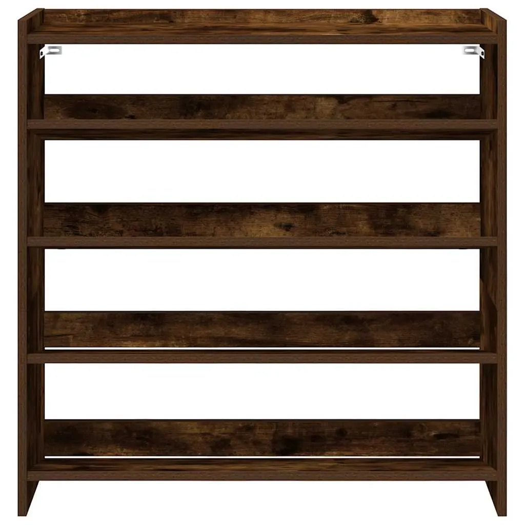 Shoe Rack Smoked Oak 80x25x81 cm Engineered Wood