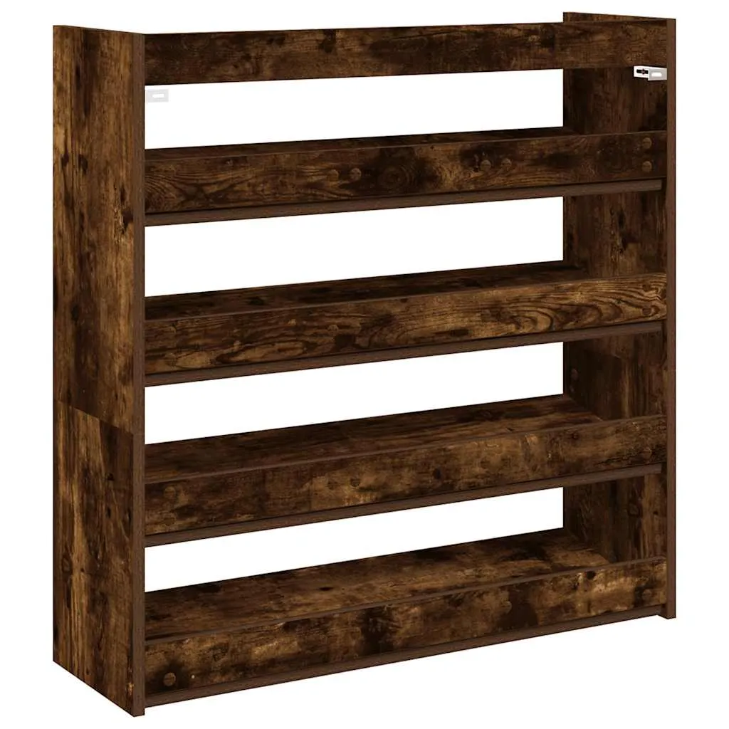 Shoe Rack Smoked Oak 80x25x81 cm Engineered Wood