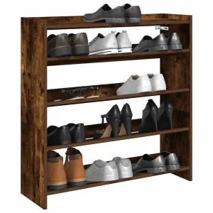 Shoe Rack Smoked Oak 80x25x81 cm Engineered Wood