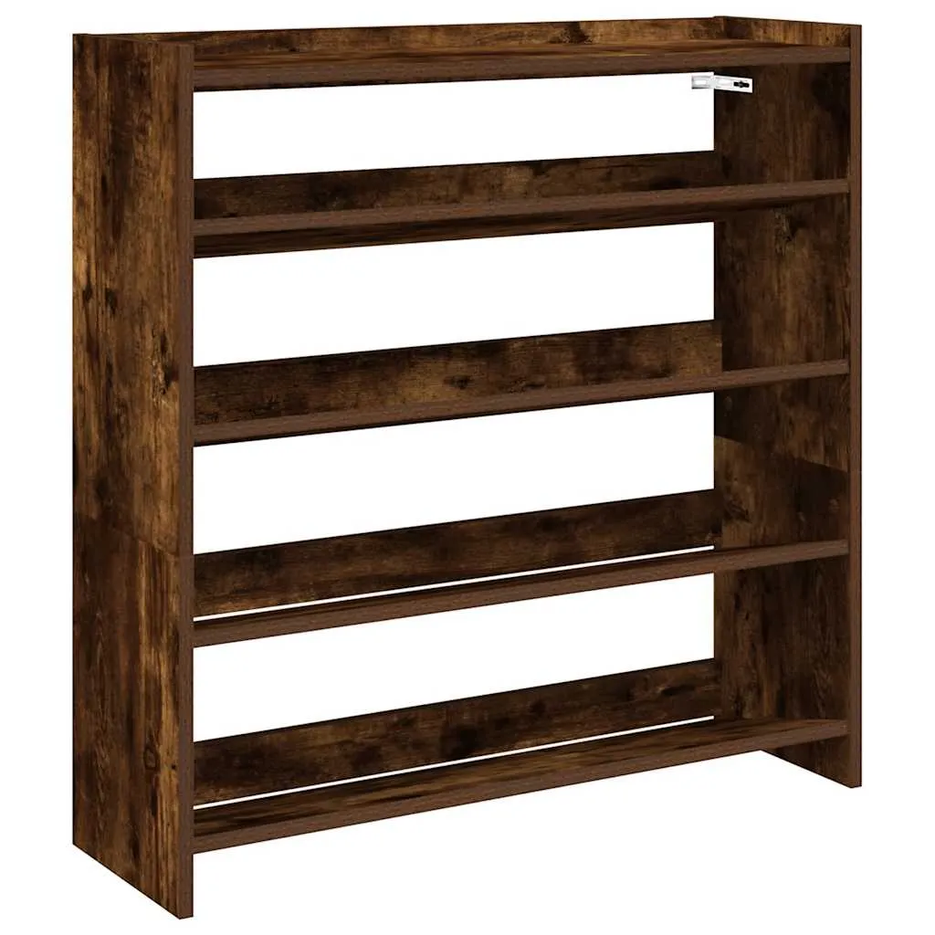 Shoe Rack Smoked Oak 80x25x81 cm Engineered Wood