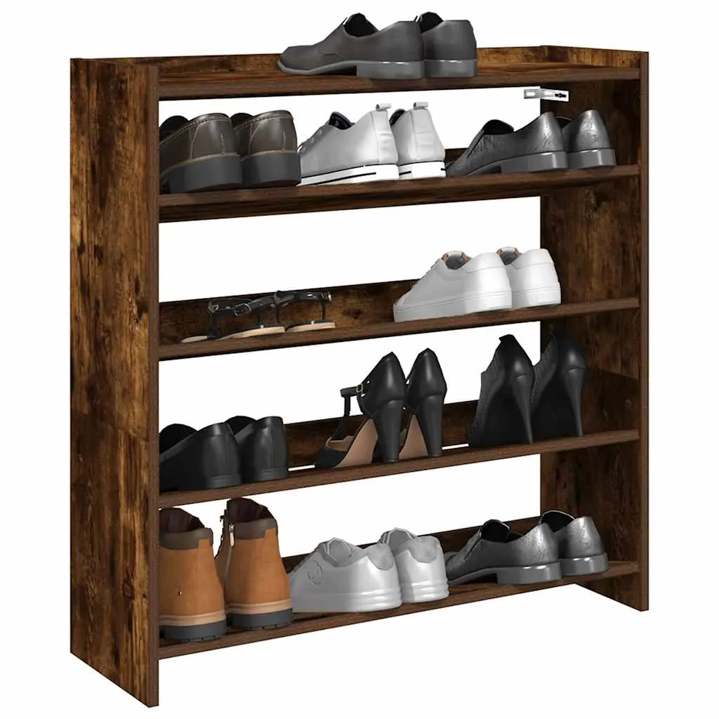 Shoe Rack Smoked Oak 80x25x81 cm Engineered Wood