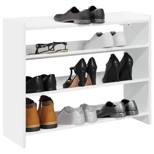 Shoe Rack White 80x25x61.5 cm Engineered Wood