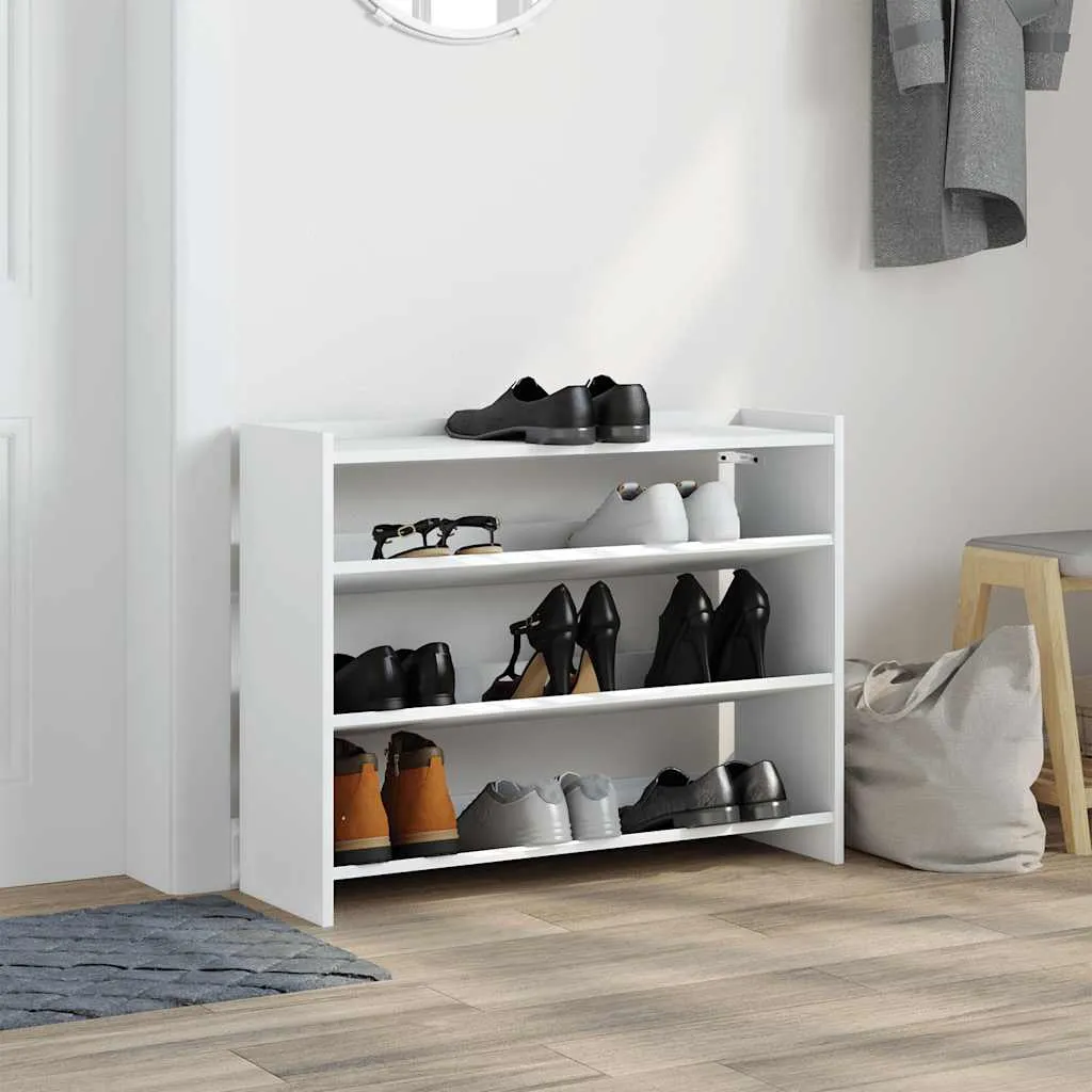 Shoe Rack White 80x25x61.5 cm Engineered Wood