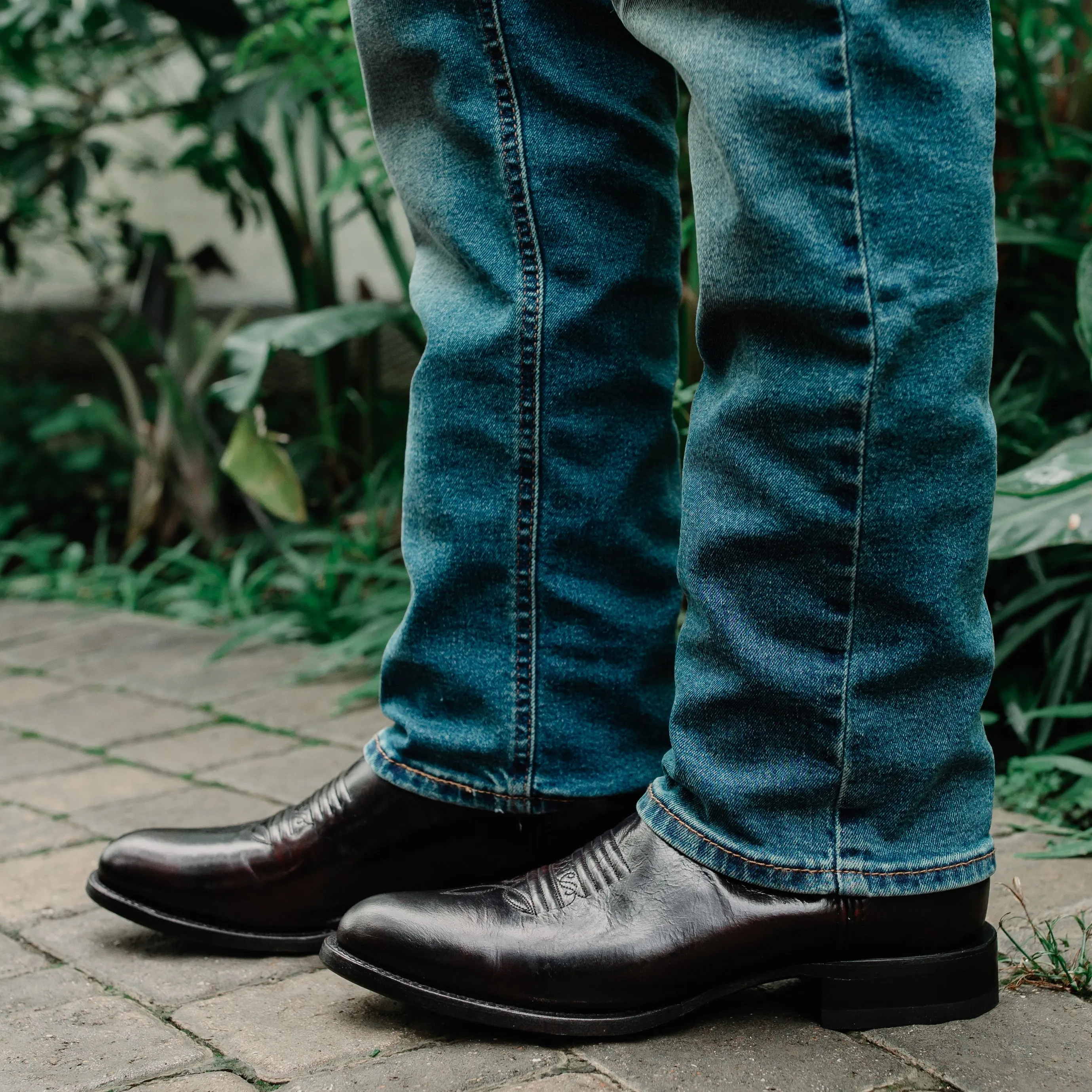 Soto Boots Mens Black Cherry Leather Dress Round Toe Cowboy Boots H50046