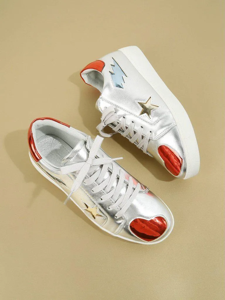 Star & Heart Pattern Sneakers