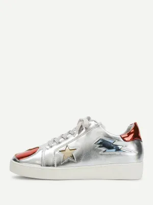 Star & Heart Pattern Sneakers