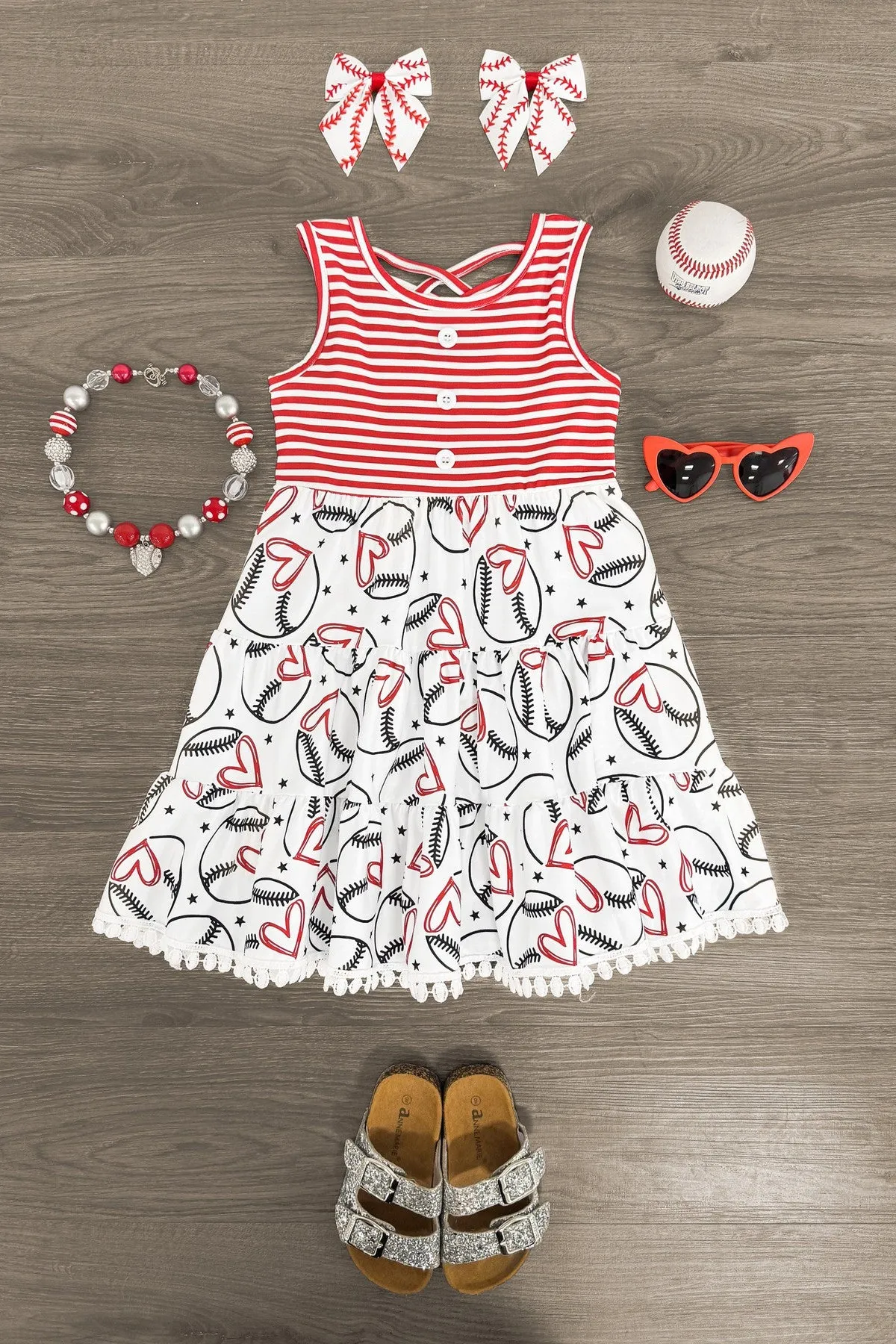 Striped Baseball Heart Dress