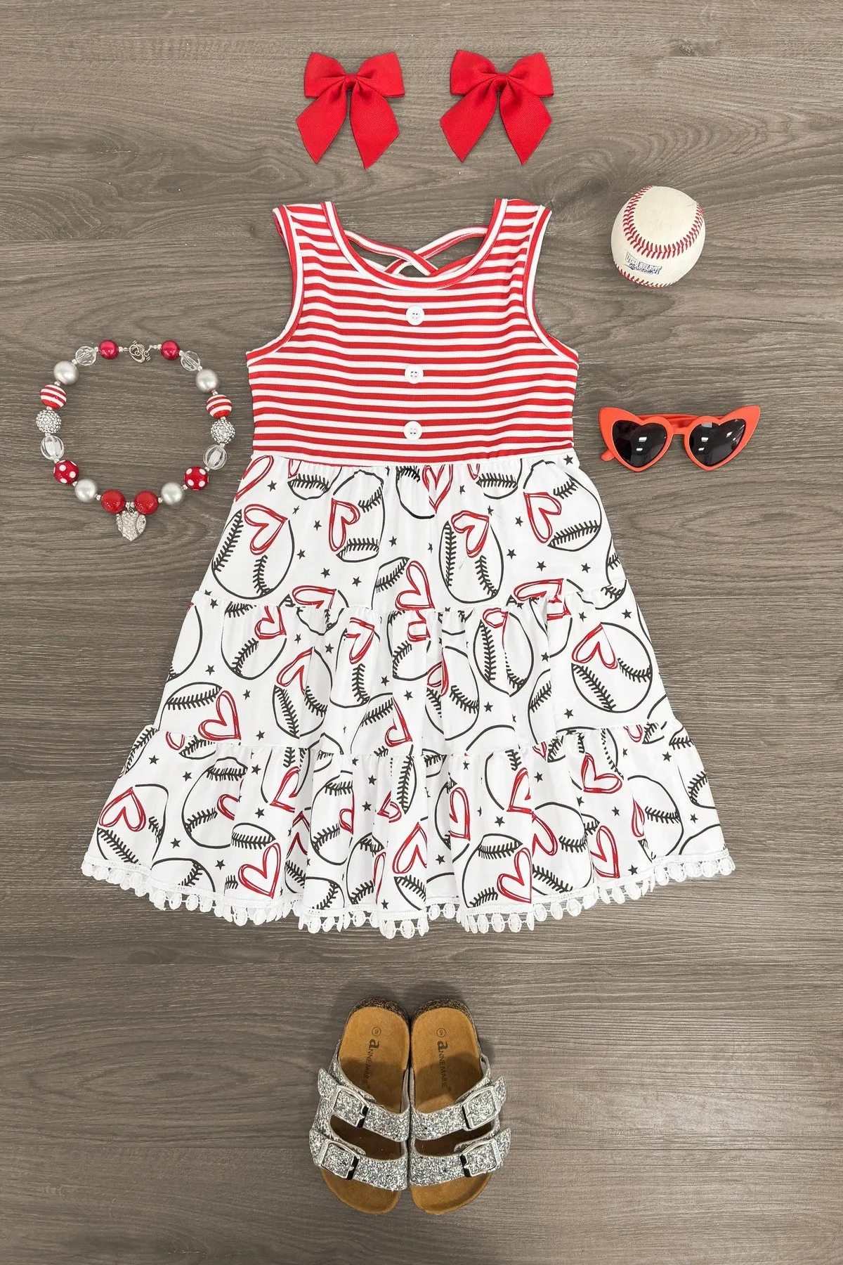 Striped Baseball Heart Dress