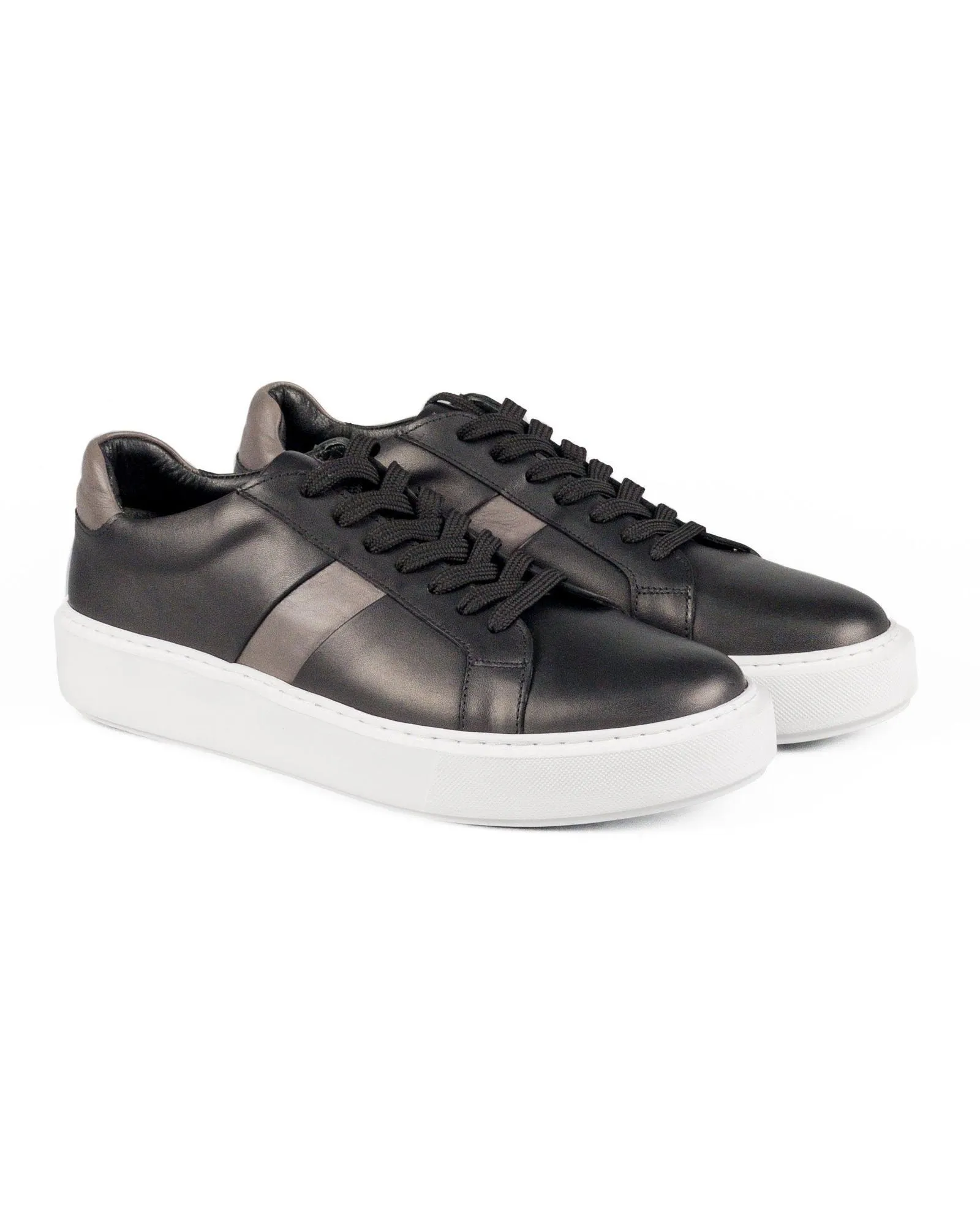 T-Fazer Black-Gray Genuine Leather Sneaker for Men