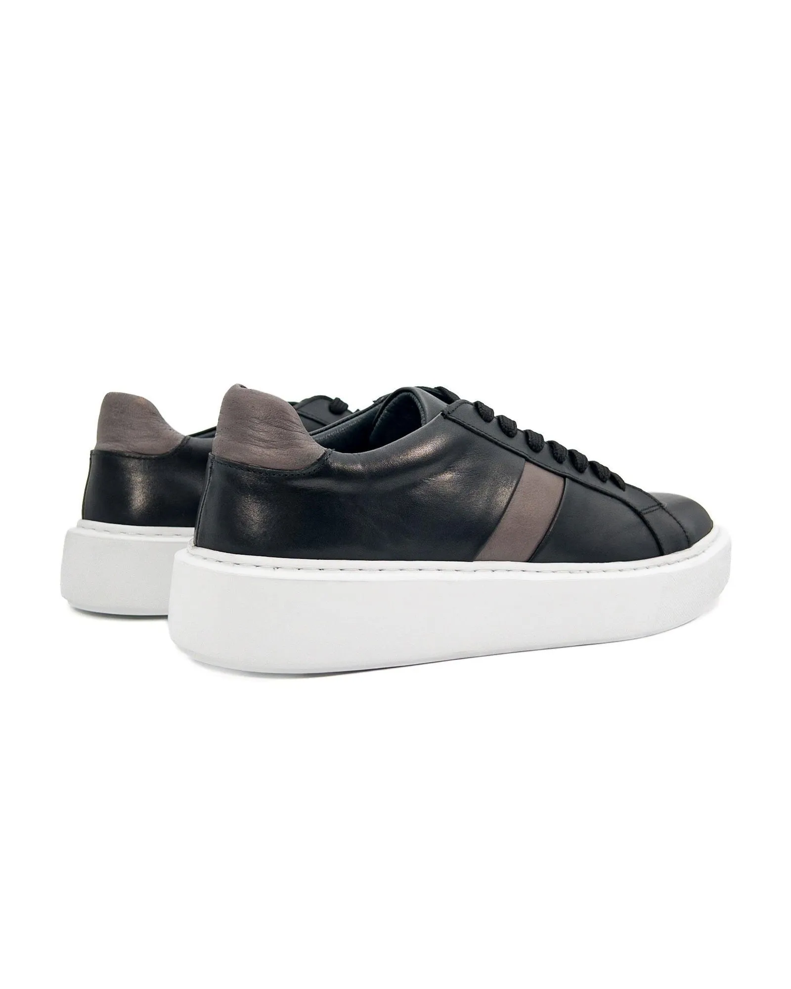 T-Fazer Black-Gray Genuine Leather Sneaker for Men