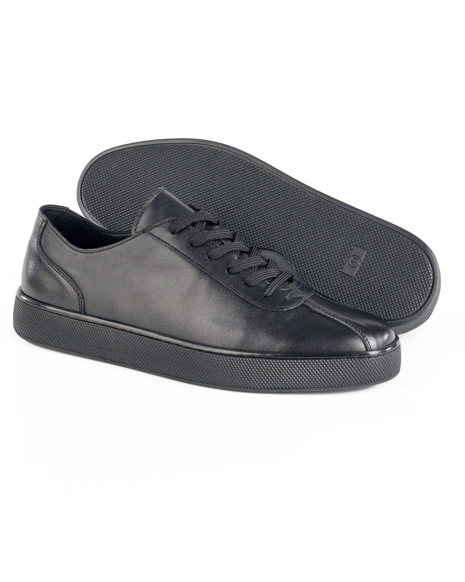 T-Scrambler Black Genuine Leather Men's Sports Sneaker