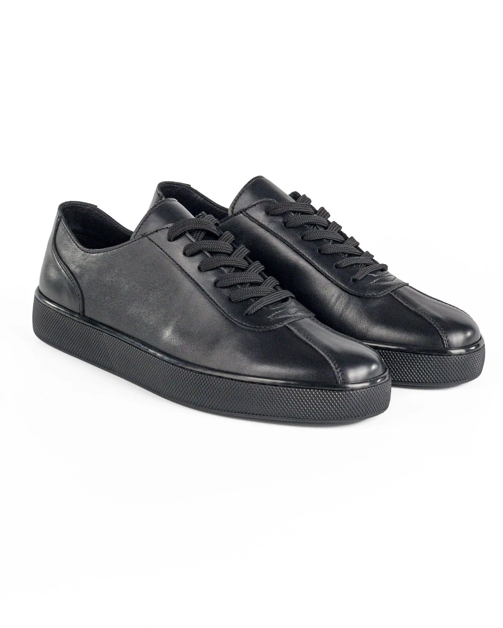 T-Scrambler Black Genuine Leather Men's Sports Sneaker