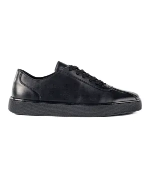 T-Scrambler Black Genuine Leather Men's Sports Sneaker