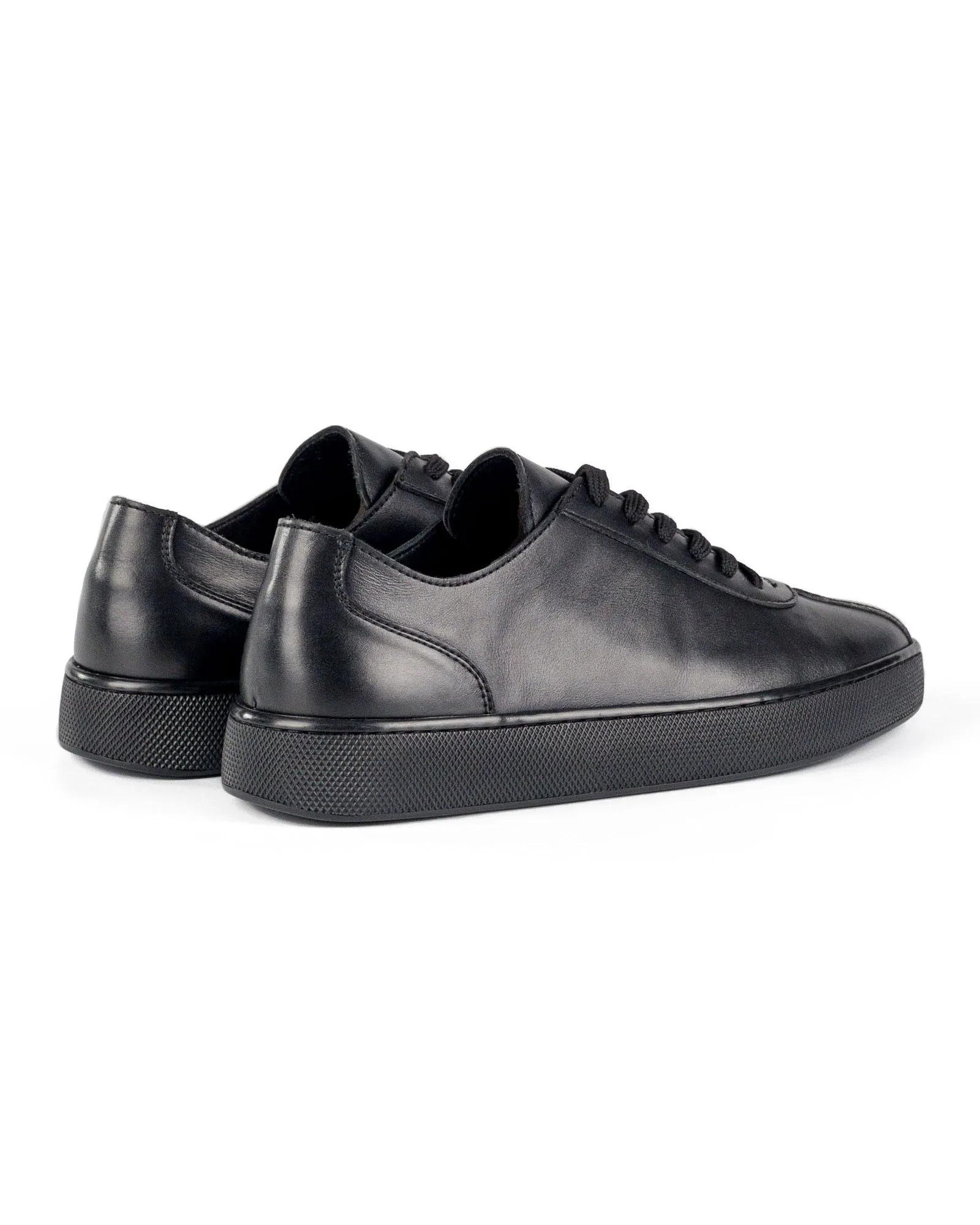 T-Scrambler Black Genuine Leather Men's Sports Sneaker