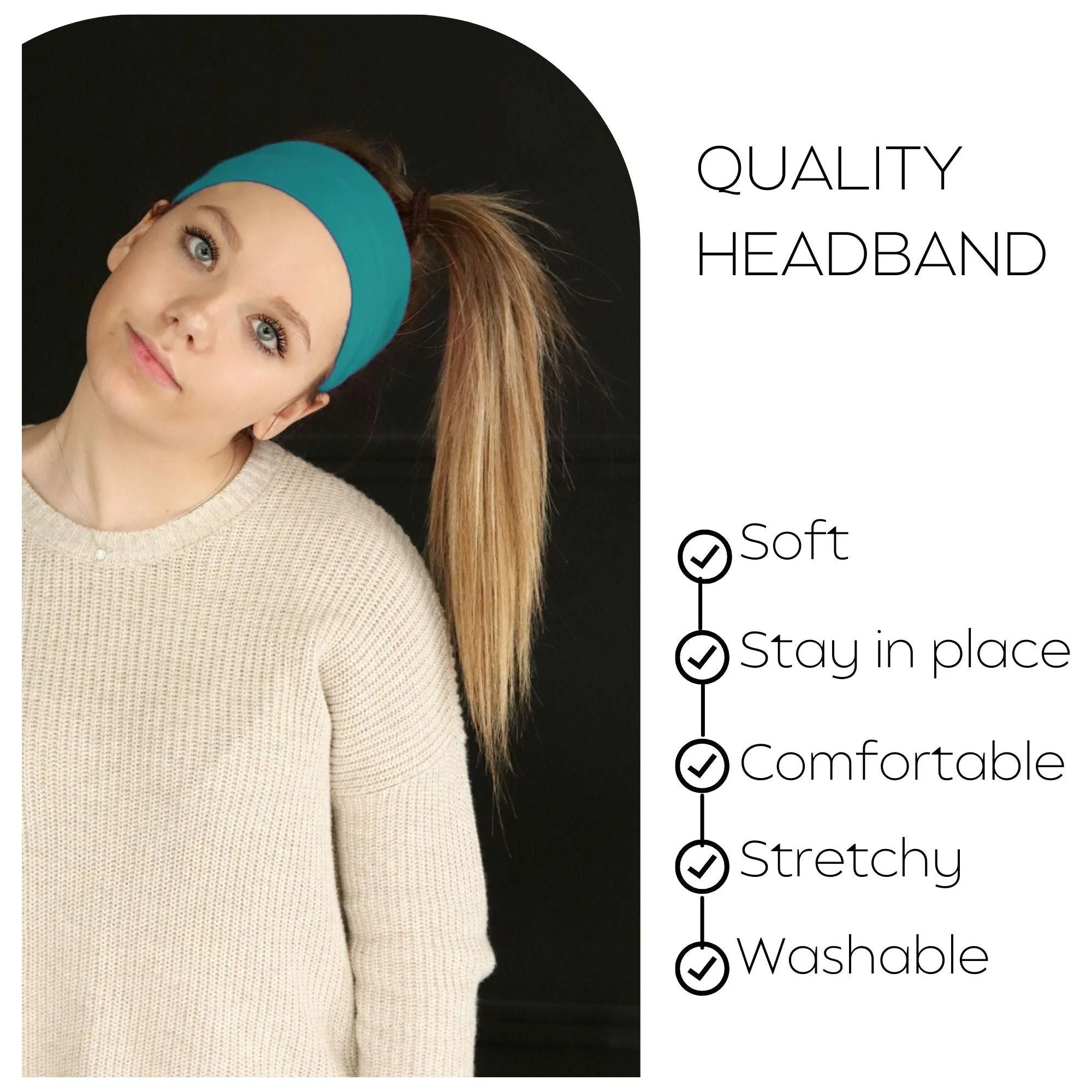 Teal Wide Headbands - 12 Pack