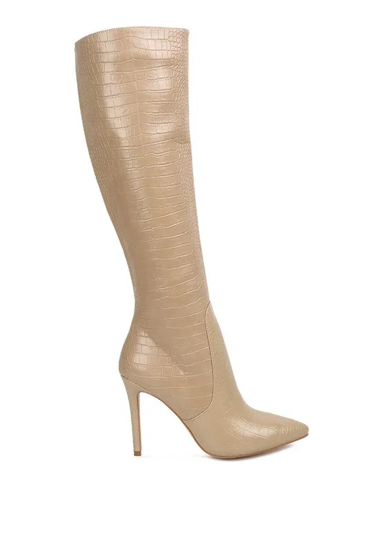 TEEK - Indulgent High Heel Croc Calf Boots