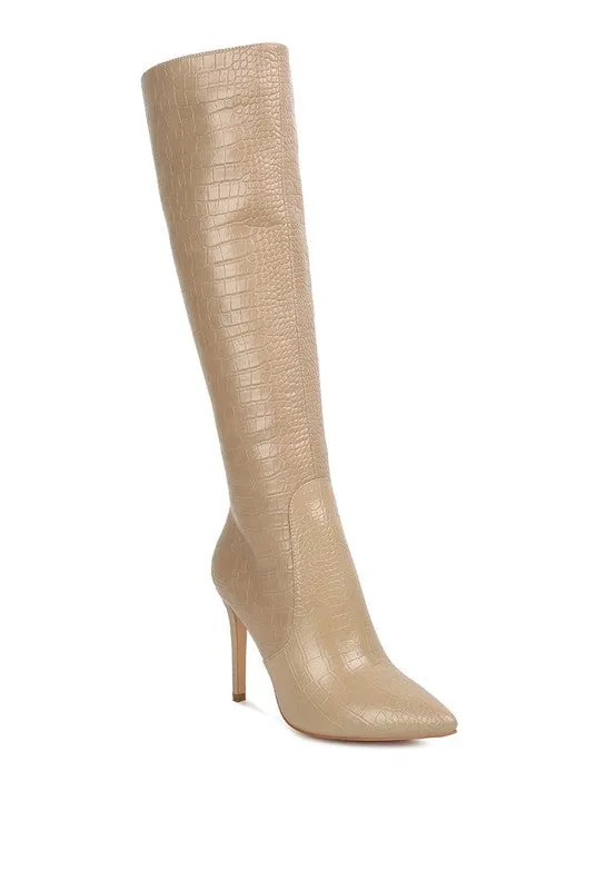 TEEK - Indulgent High Heel Croc Calf Boots