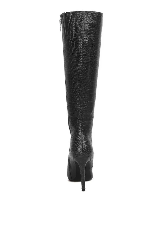 TEEK - Indulgent High Heel Croc Calf Boots