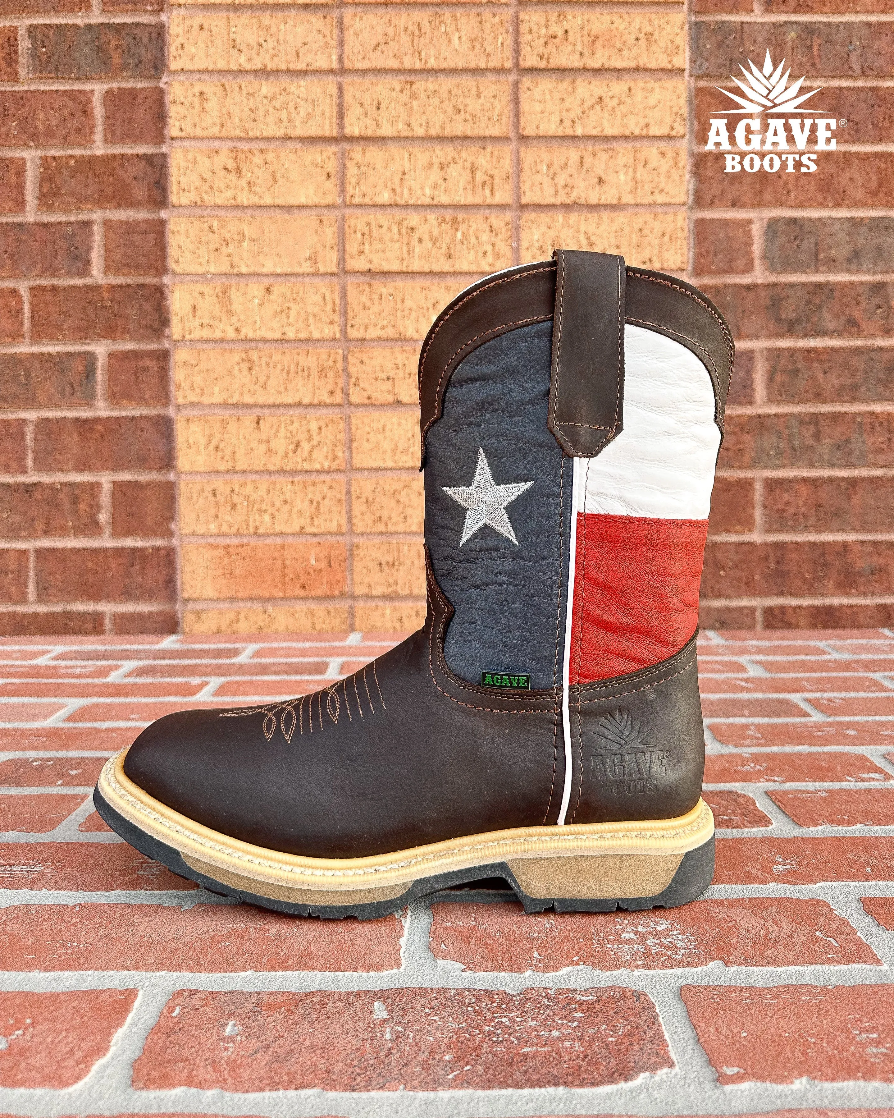 TEXAS FLAG DARK BROWN (SOFT TOE) | MEN WORK BOOTS