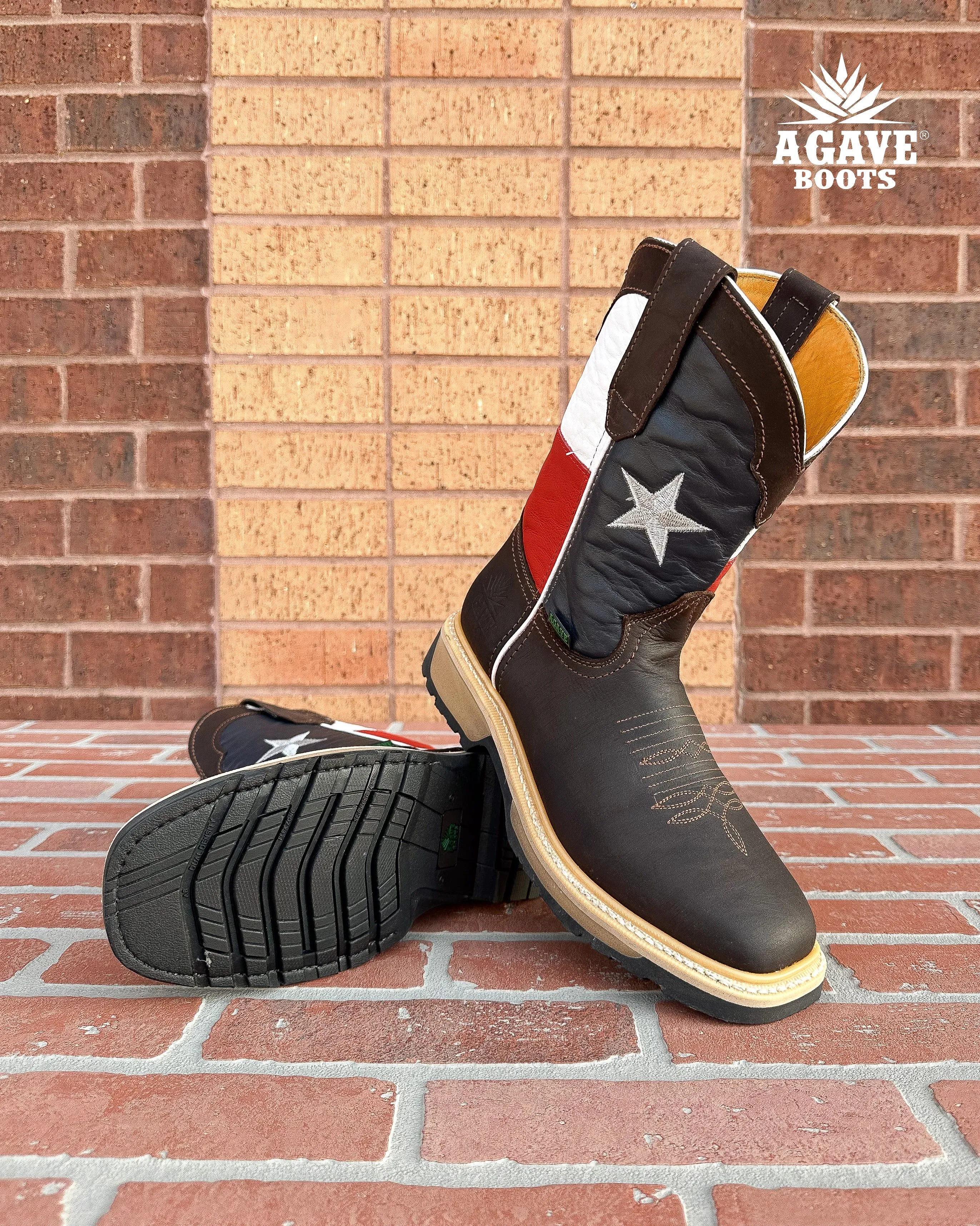 TEXAS FLAG DARK BROWN (SOFT TOE) | MEN WORK BOOTS