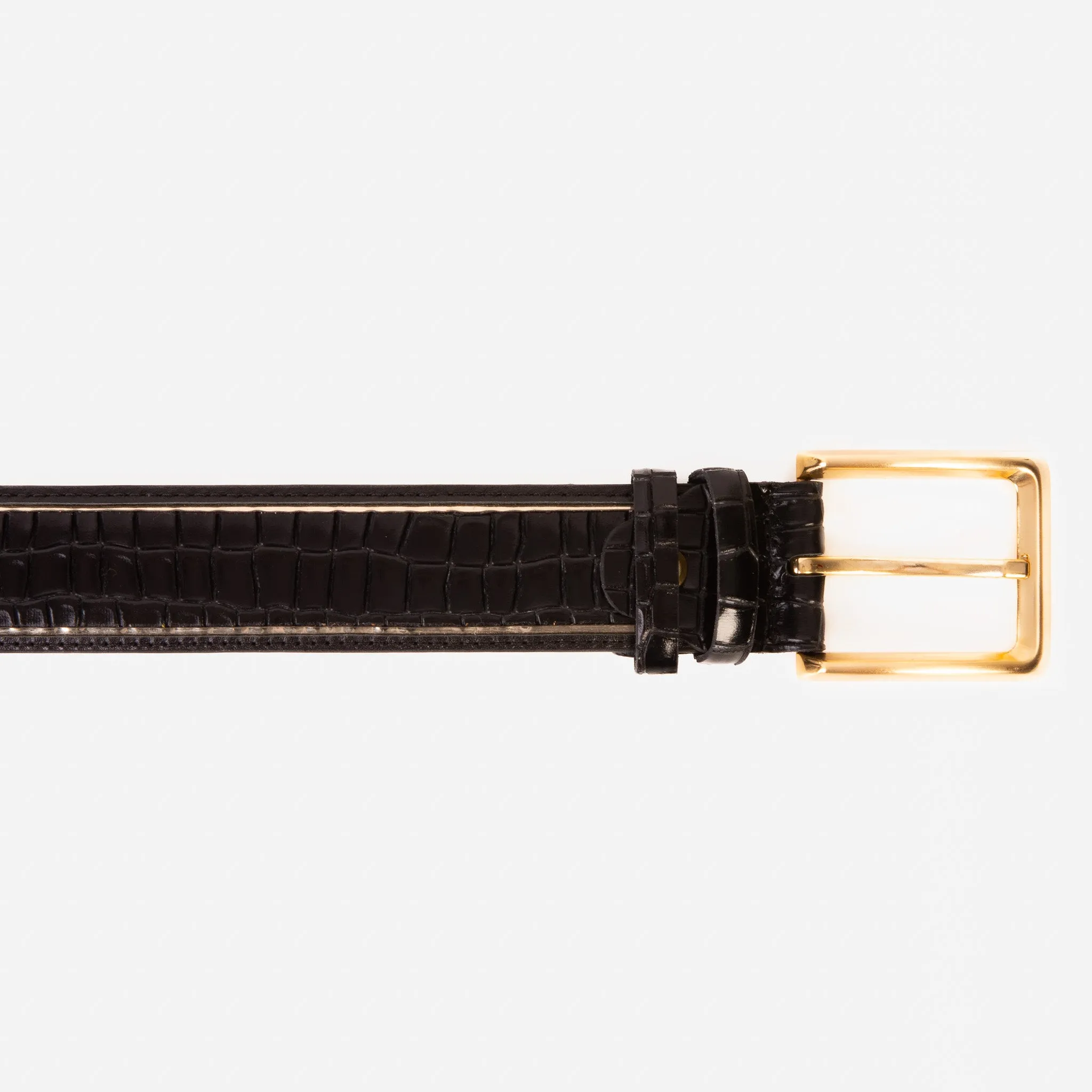 The Bellagio Black & Gold Leather Belt