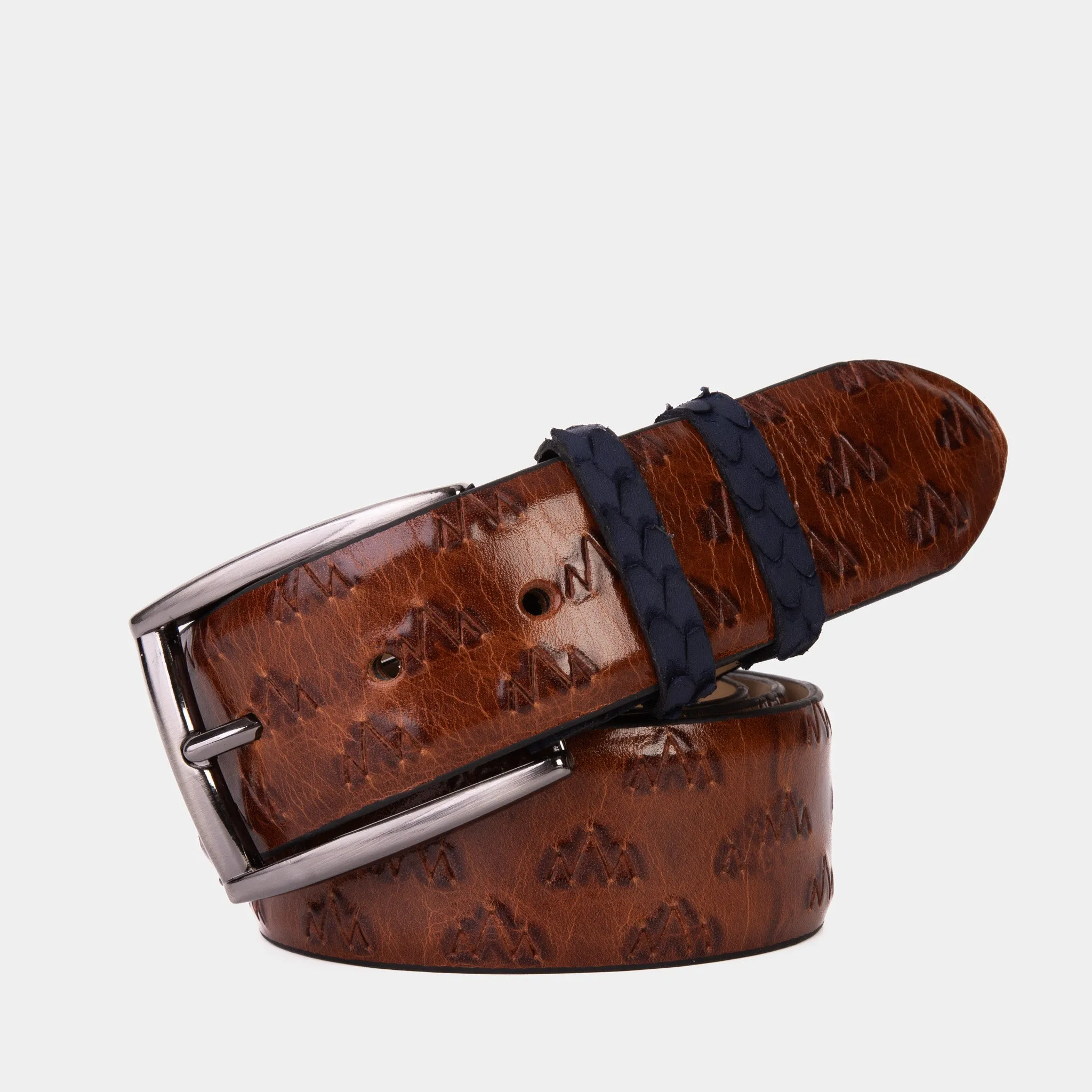 The Caesars Tan & Navy Leather Belt