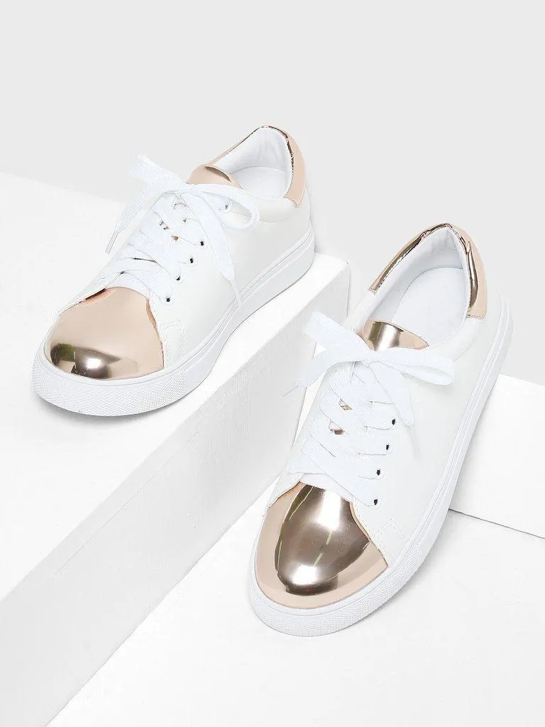 Two Tone Round Toe Sneakers