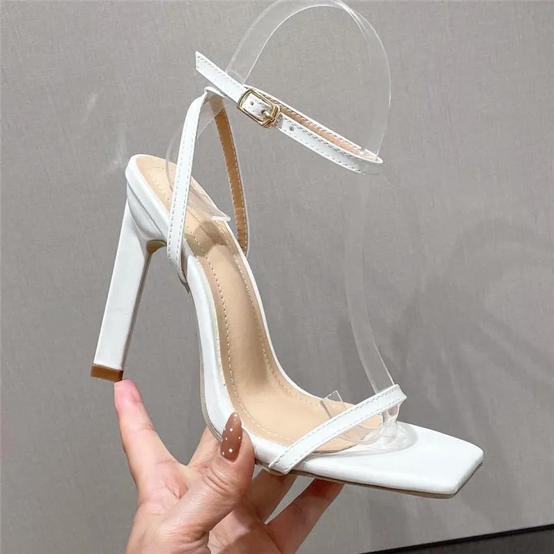 Uniwim 2024  Summer Women Sandals 12Cm High Heels Nightclub Fetish Orange Gladiator Sandles Lady Glossy Leather Nude Prom Party Shoes