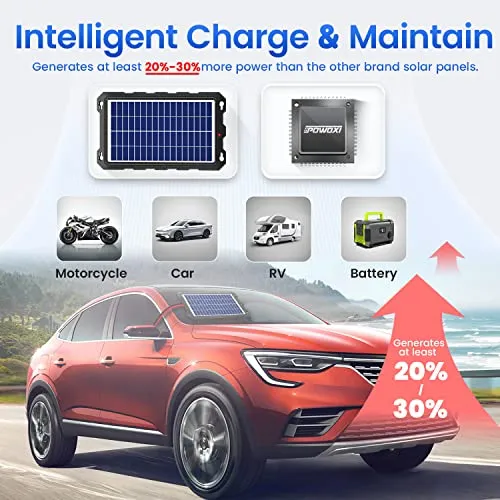 Upgraded 7.5W-Solar-Battery-Trickle-Charger-Maintainer-12V Portable Waterproof Solar Panel Trickle Charging Kit for Car, Automotive, Motorcycle, Boat, Marine, RV,Trailer,Powersports, Snowmobile, etc.