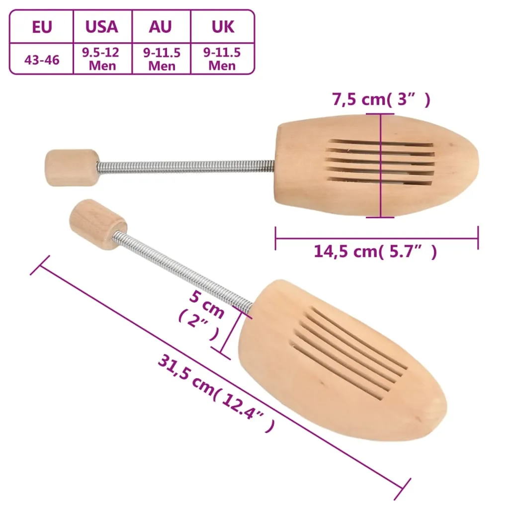 vidaXL Shoe Trees 2 Pairs EU 43-46 Solid Wood Lotus