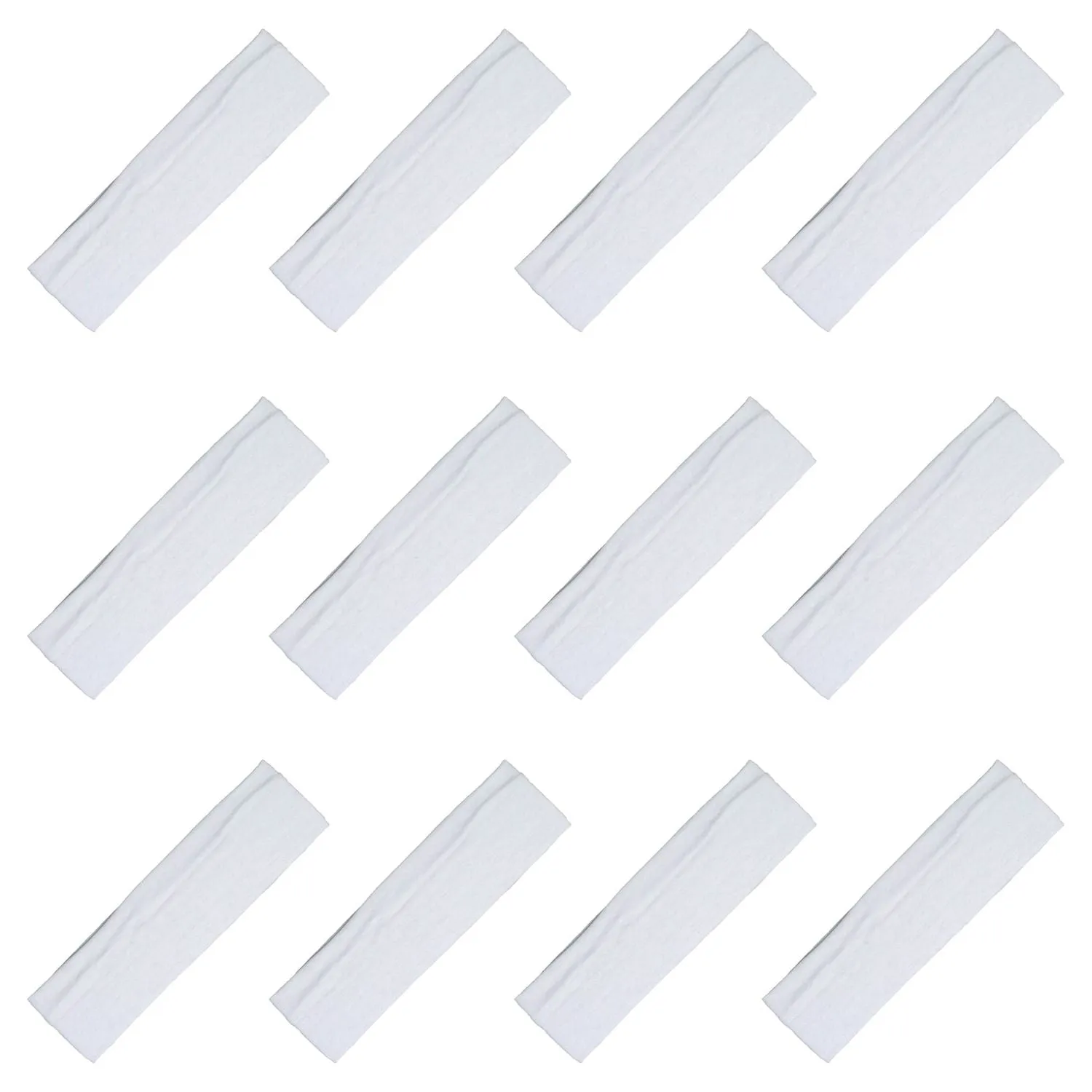 White Cotton Headbands - 12 Pack