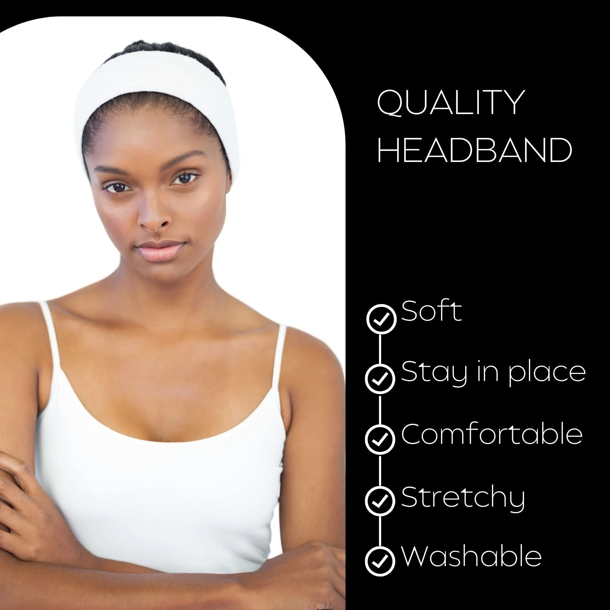 White Wide Headbands - 12 Pack