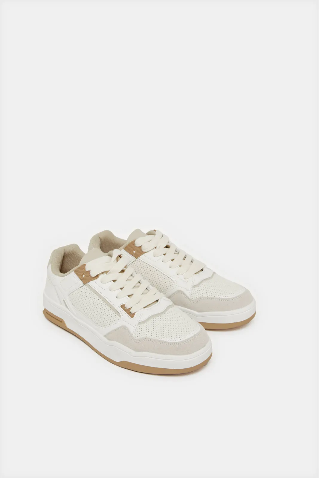 Women Ivory Textured Sneakers