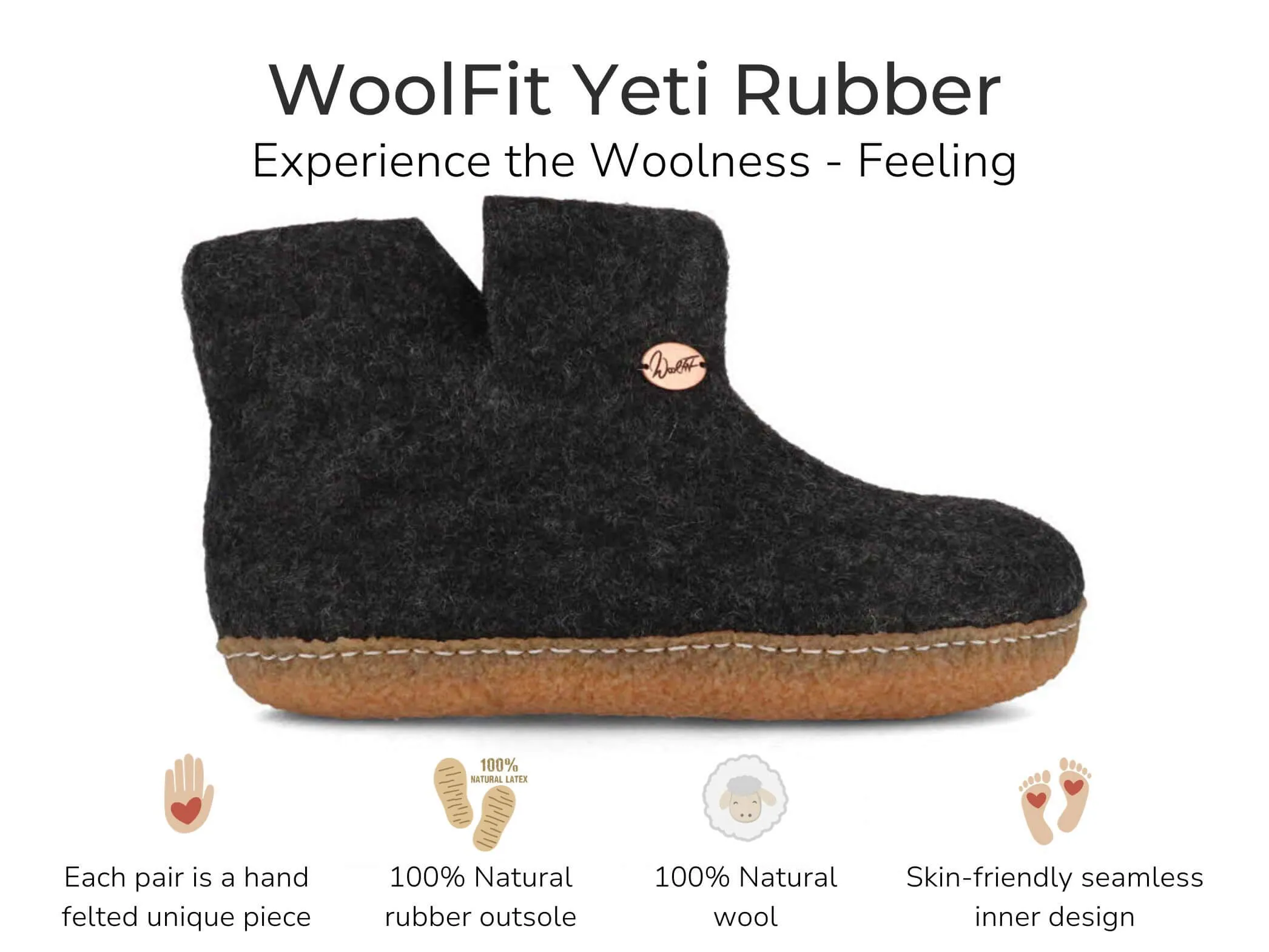 WoolFit Yeti | Felt Slipper Boots with Footbed & Rubber Sole