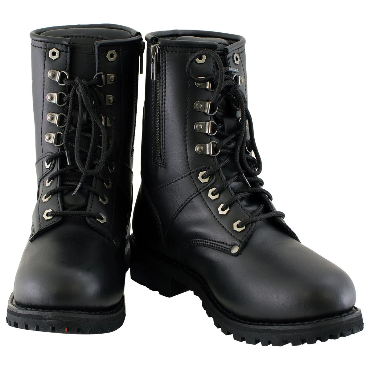 Xelement 1446 Men's Vigilant Black Leather Logger Boots with Inside Zipper